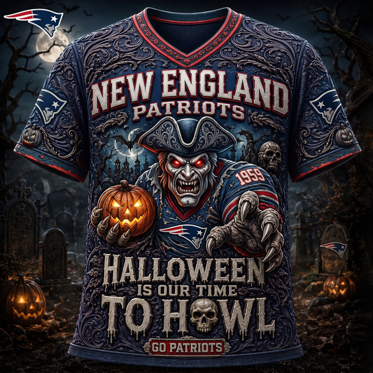 Premium NFL NE Haunted Howl Halloween Mascot T-shirt