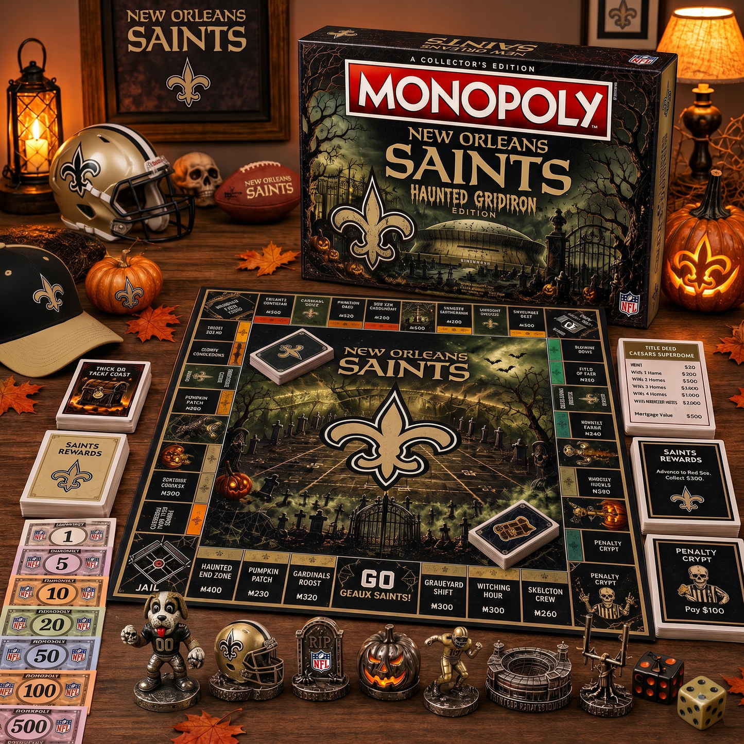 Premium NFL NO Halloween Monopoly Collector’s Edition Board Game V2