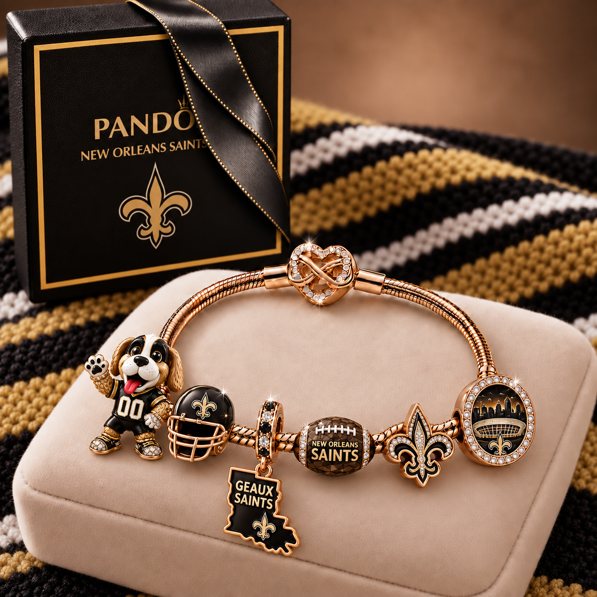 Premium NFL NOS Collector Rose Gold Charm Bracelet V6