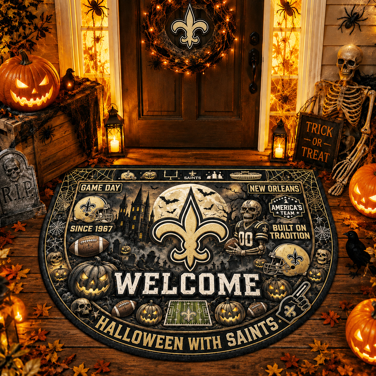 Premium NFL NOS Halloween Welcome Doormat