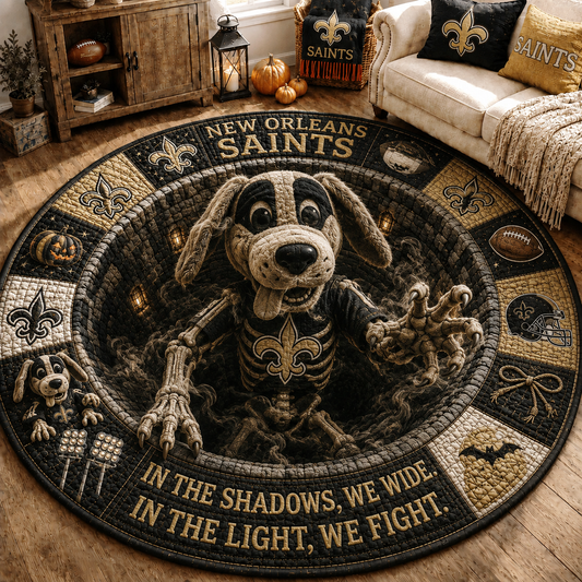 Premium NFL NOS Haunted Gridiron Skeleton Quilted Round Mat