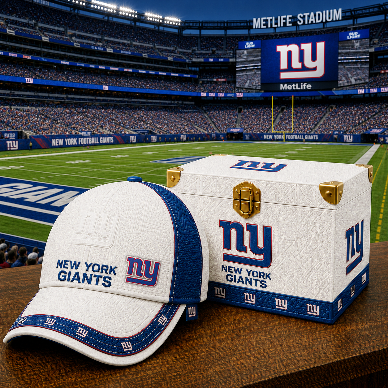 Premium NFL NYG Embossed Leather Cap