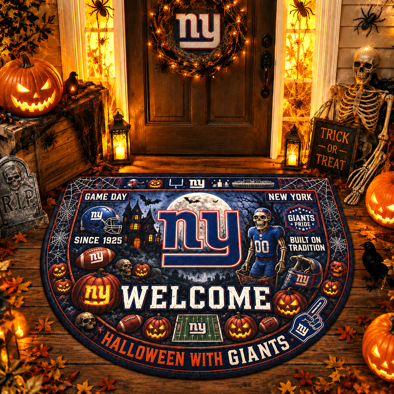 Premium NFL NYG Halloween Welcome Doormat
