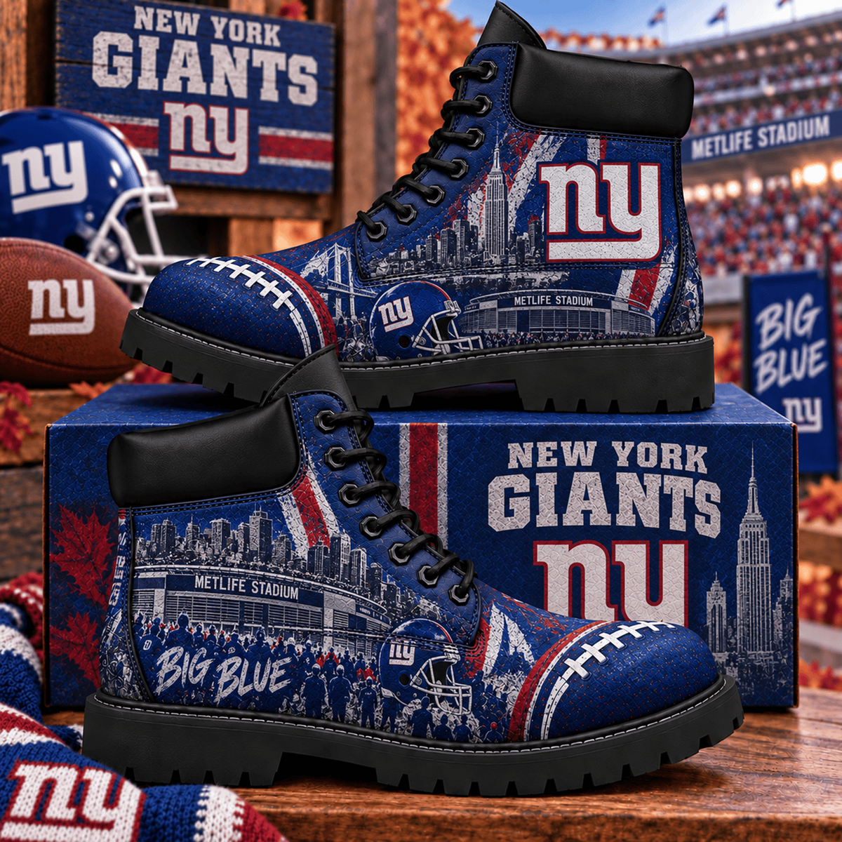 Premium NFL NYG Heritage Skyline Boots V4