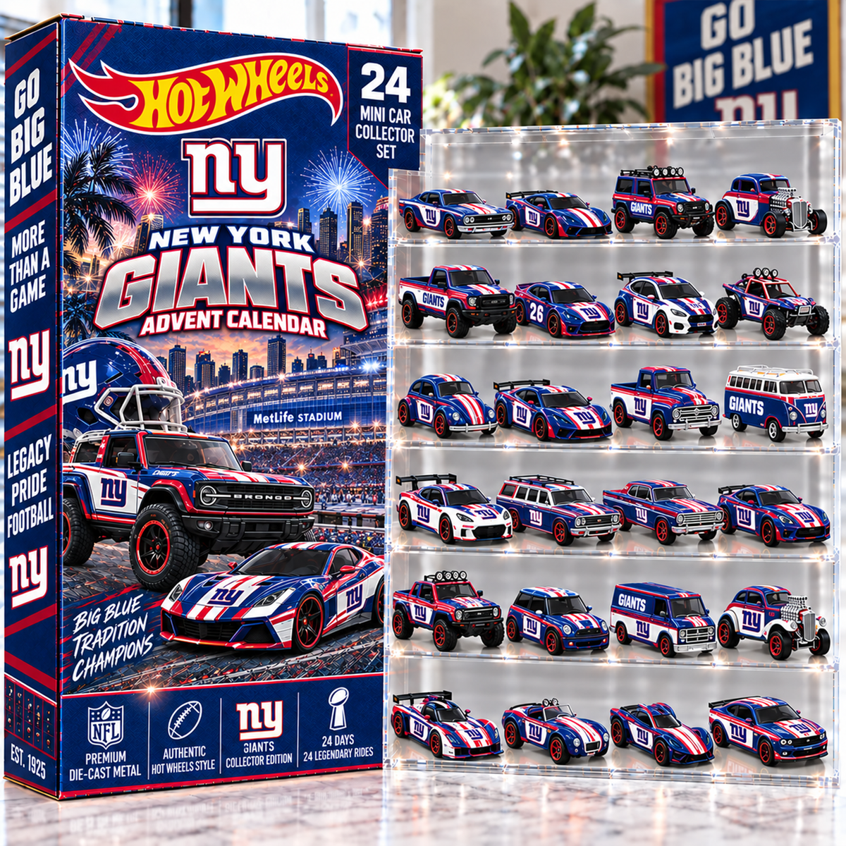 Premium NFL NYG Mini Car Advent Calendar V4