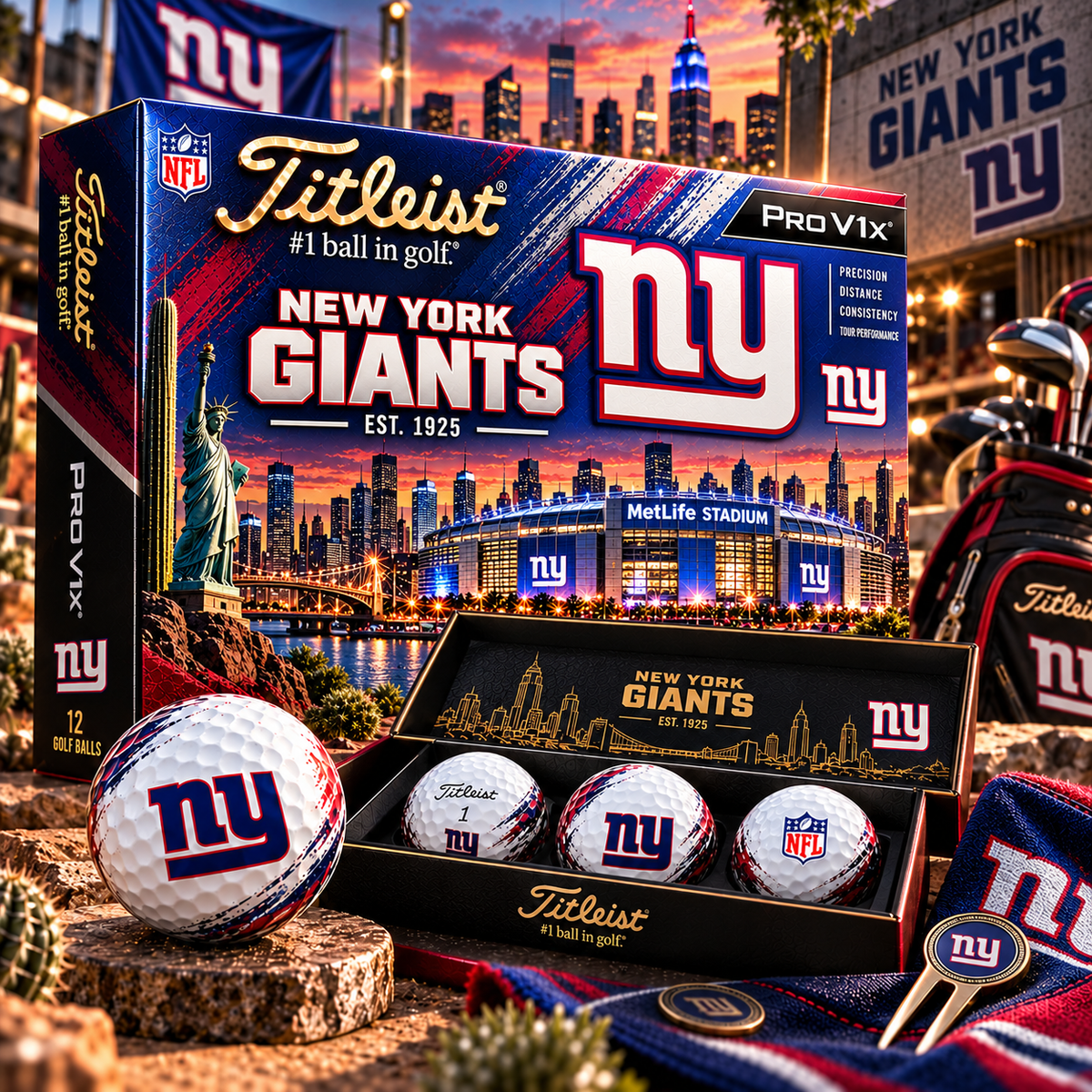 Premium NFL NYG x Titleist Pro V1 Herritage Golf Ball Set V4
