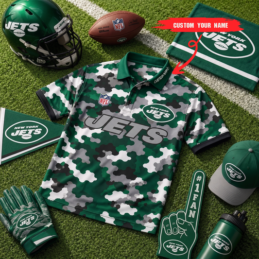 Premium NFL NYJ Camo Polo Shirt