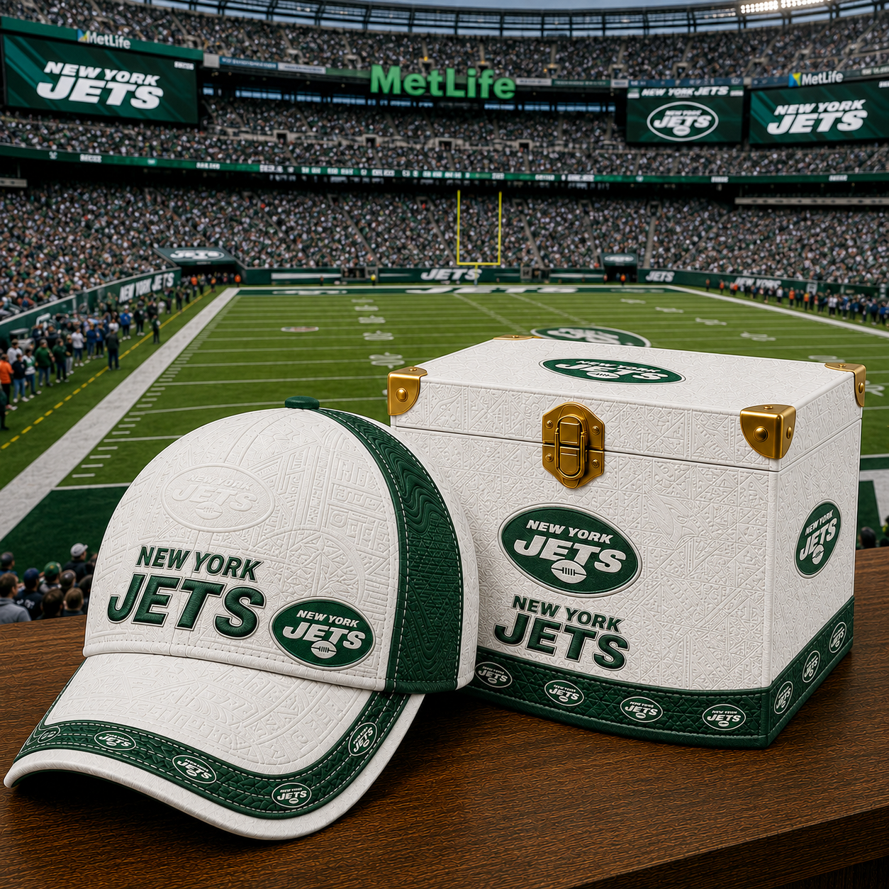 Premium NFL NYJ Embossed Leather Cap