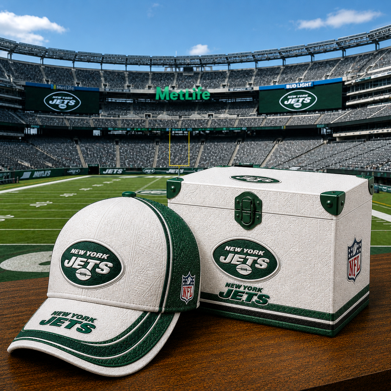 Premium NFL NYJ Embossed Leather Cap V2