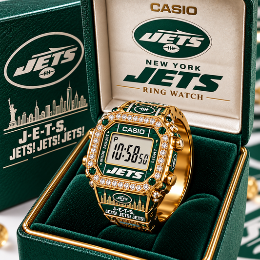 Premium NFL NYJ Gold Ring Watch