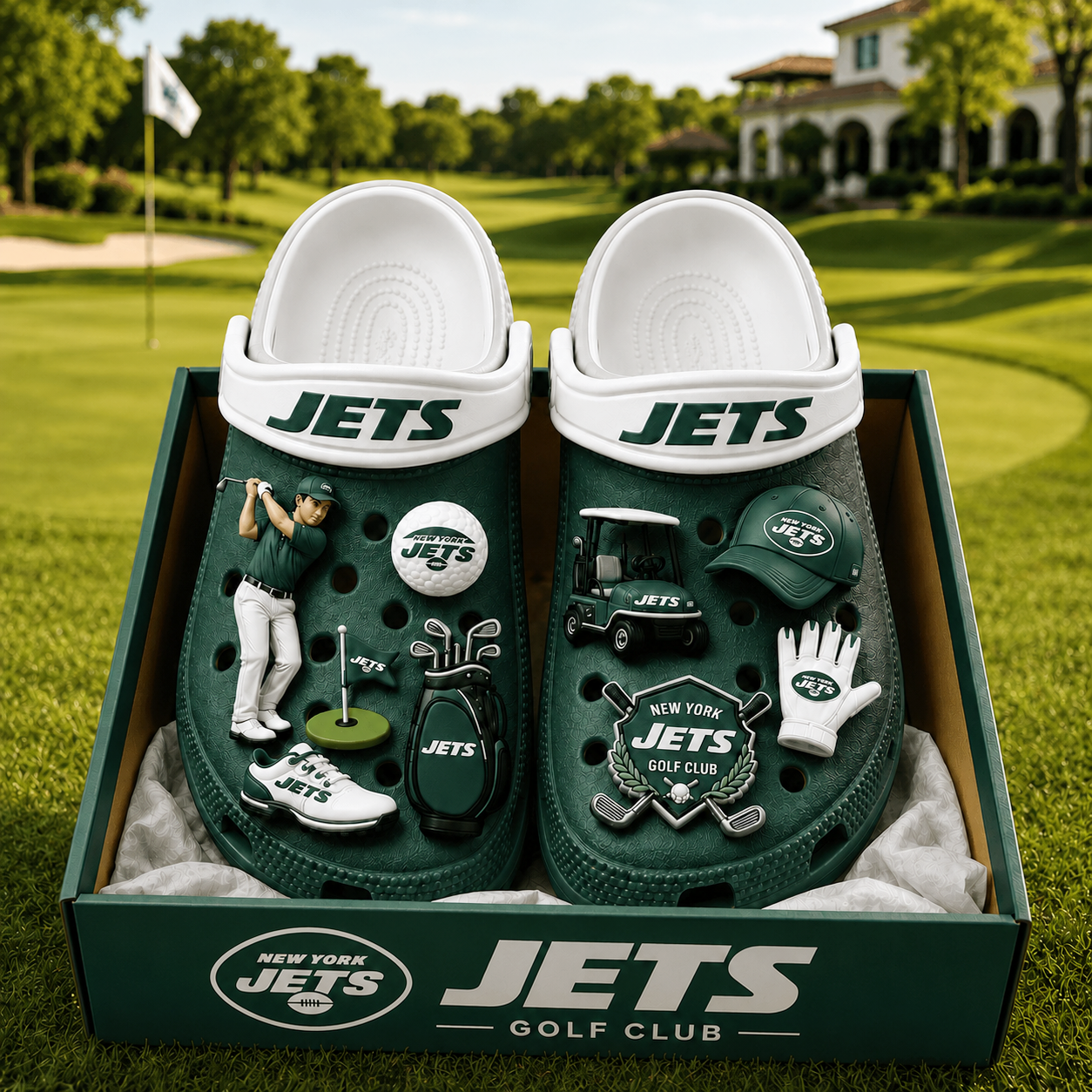 Premium NFL NYJ Golf Club Charm Clogs