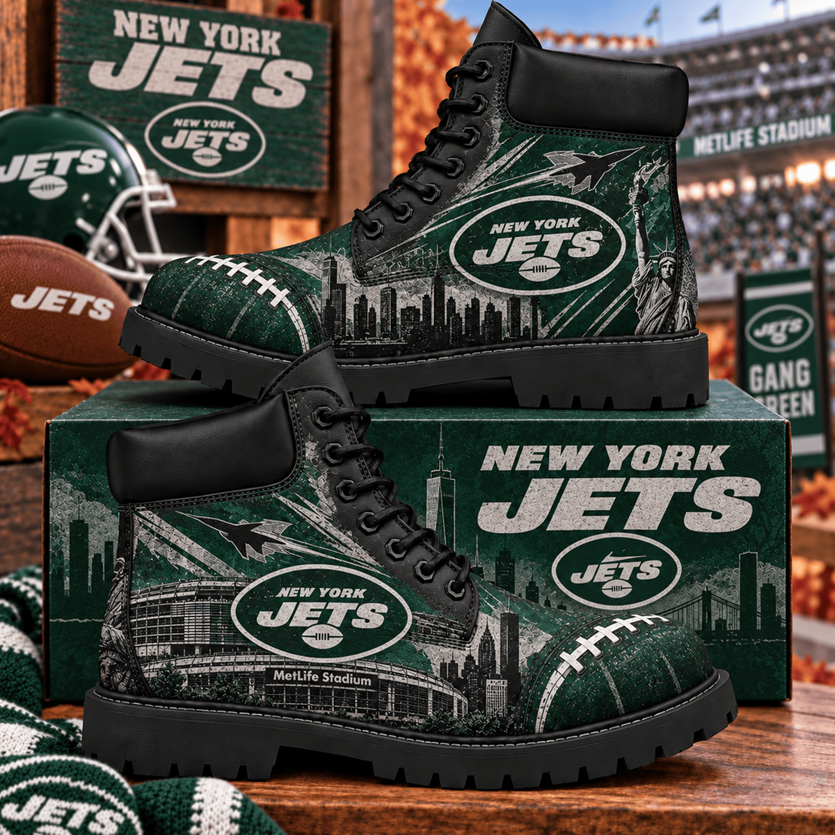 Premium NFL NYJ Heritage Skyline Boots V4