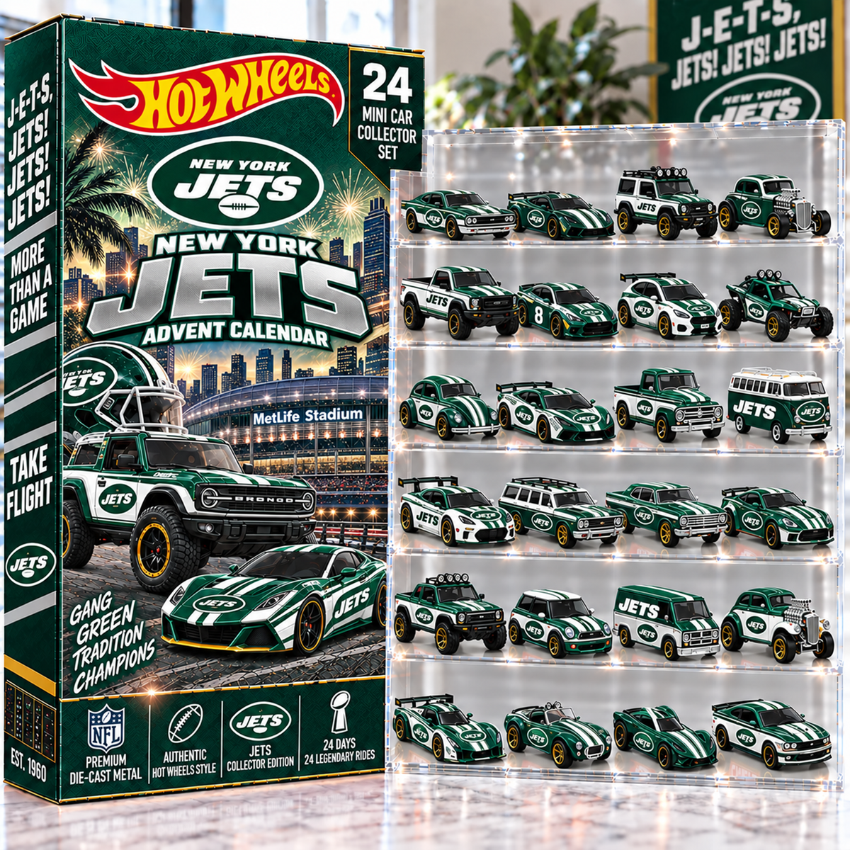 Premium NFL NYJ Mini Car Advent Calendar V4