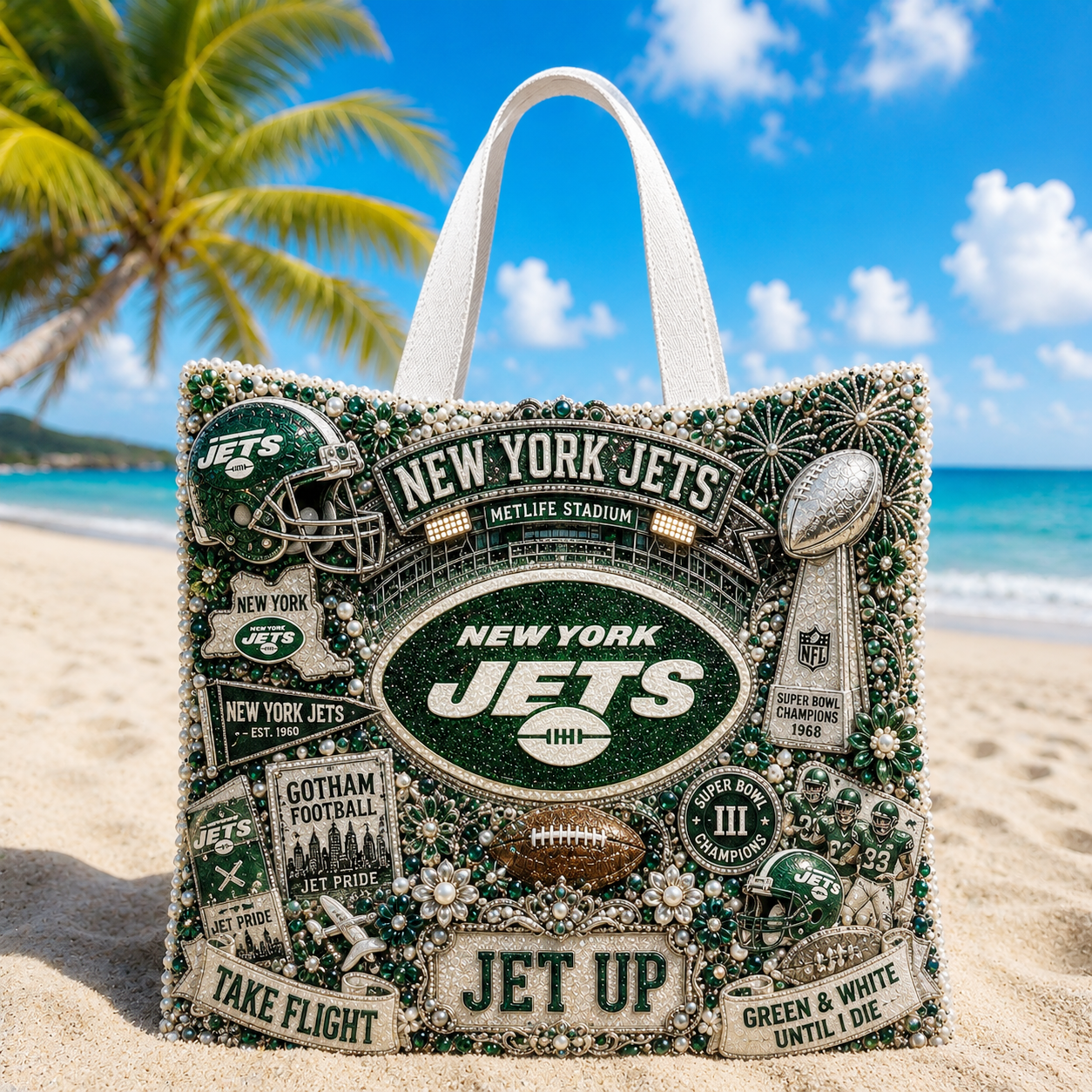 Premium NFL NYJ Summer Vibes Tote Bag