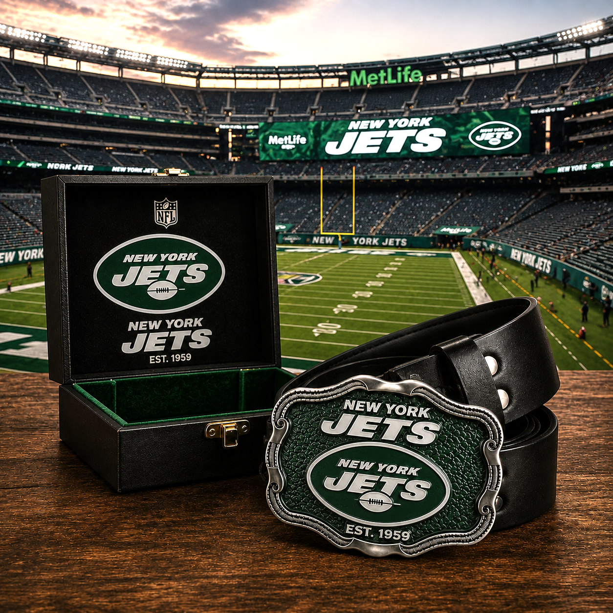 Premium NFL NYJ Vintage Heritage Leather Belt