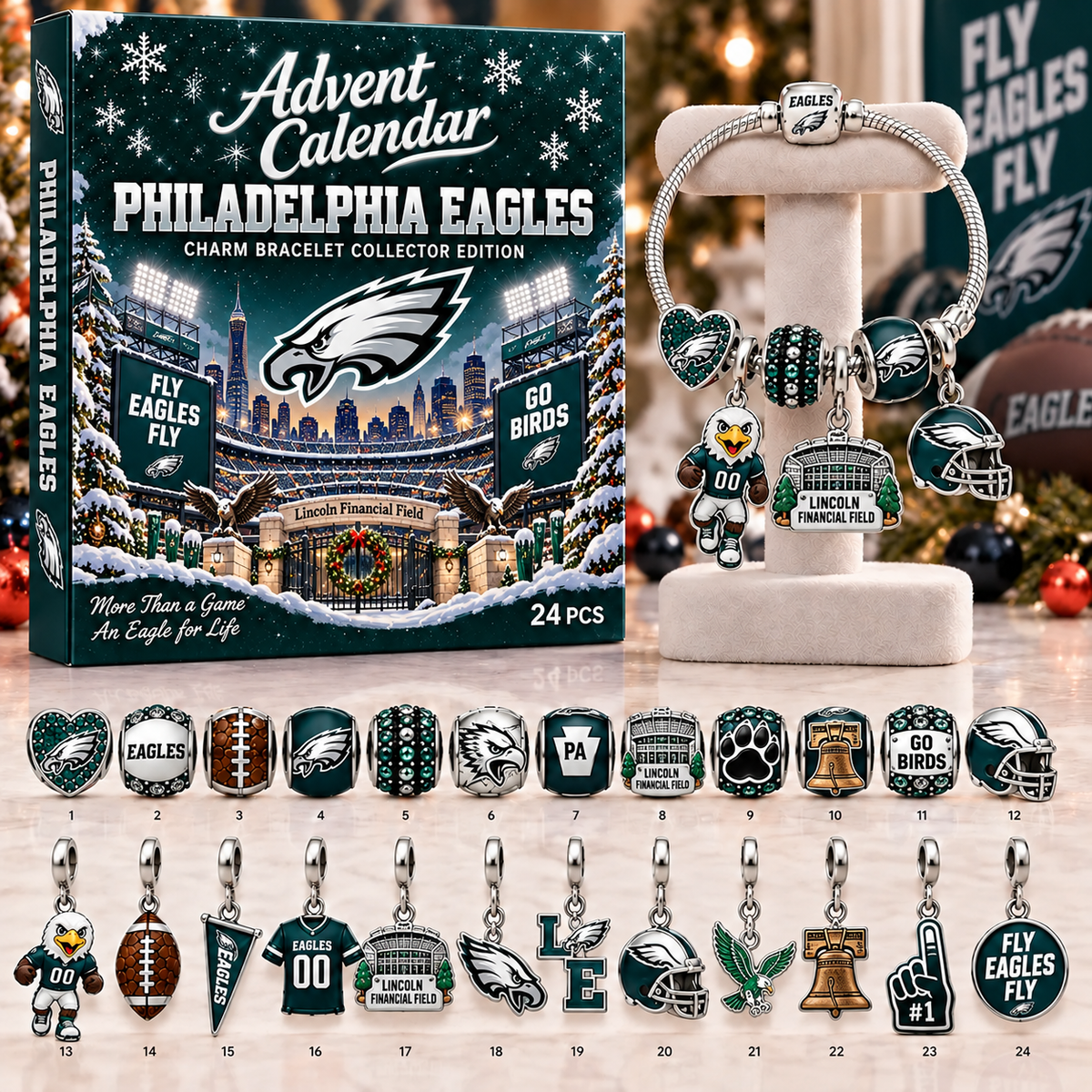 Premium NFL PE Advent Calendar Charm Bracelet Set V5