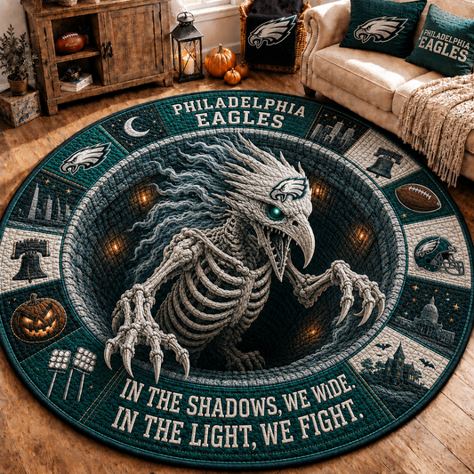 Premium NFL PE Haunted Gridiron Skeleton Quilted Round Mat