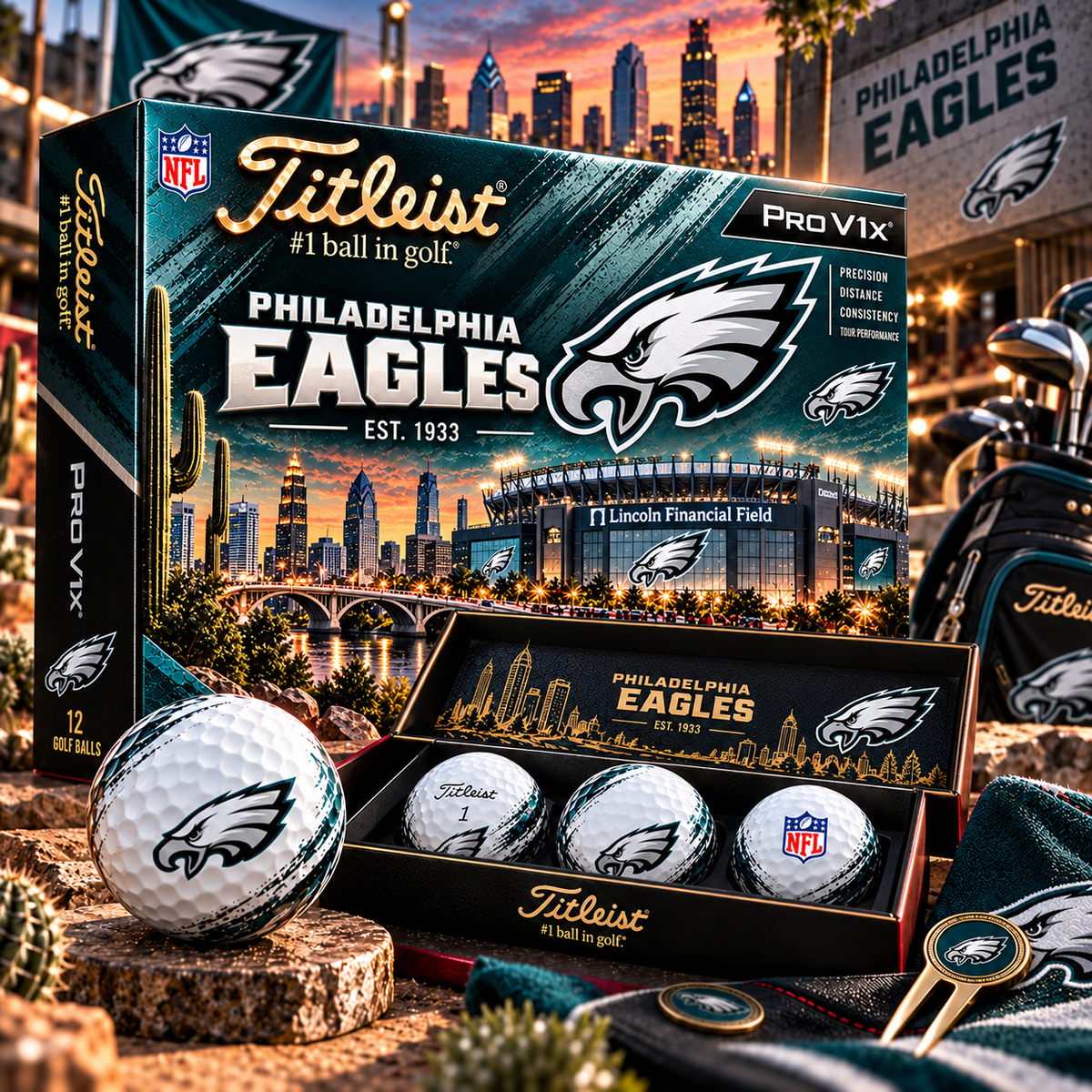 Premium NFL PE x Titleist Pro V1 Herritage Golf Ball Set V4