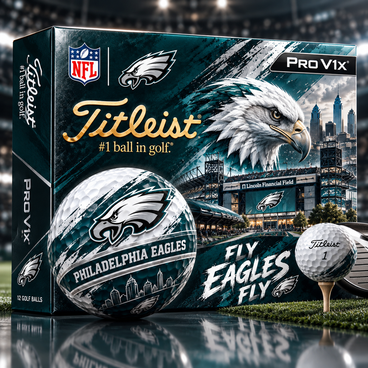 Premium NFL PE x Titleist Pro V1 Skyline & Stadium Golf Balls Set