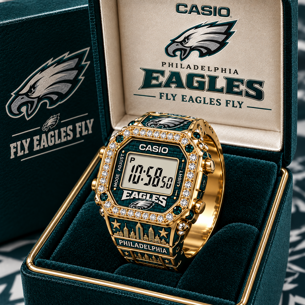Premium NFL PHI Gold Ring Watch