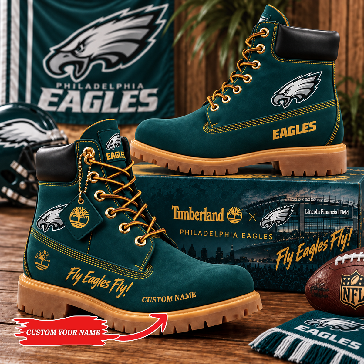 Premium NFL PHI Heritage Boots  Custom Name