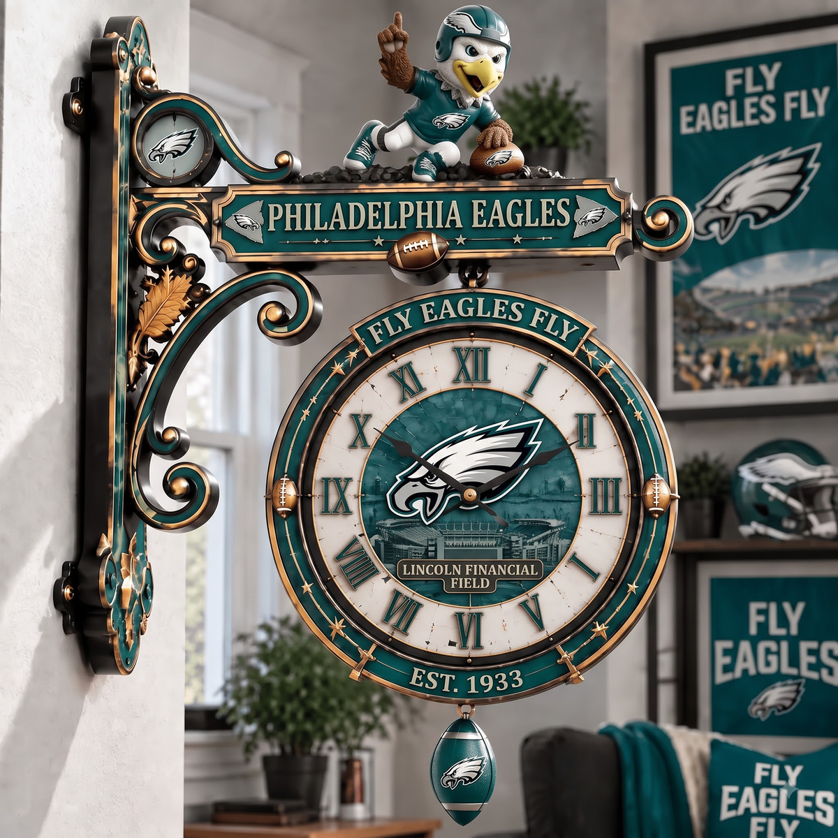 Premium NFL PHI Illuminating Collector Wall Clock