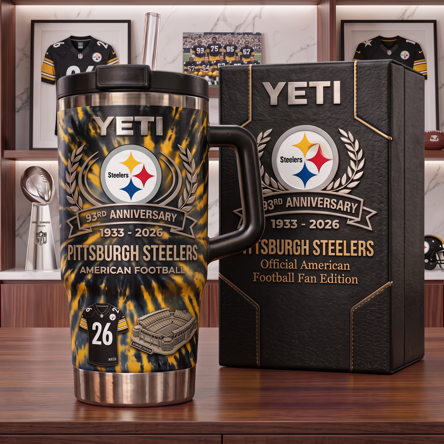 Premium NFL PIT Anniversary Flame Heritage Handle Tumbler