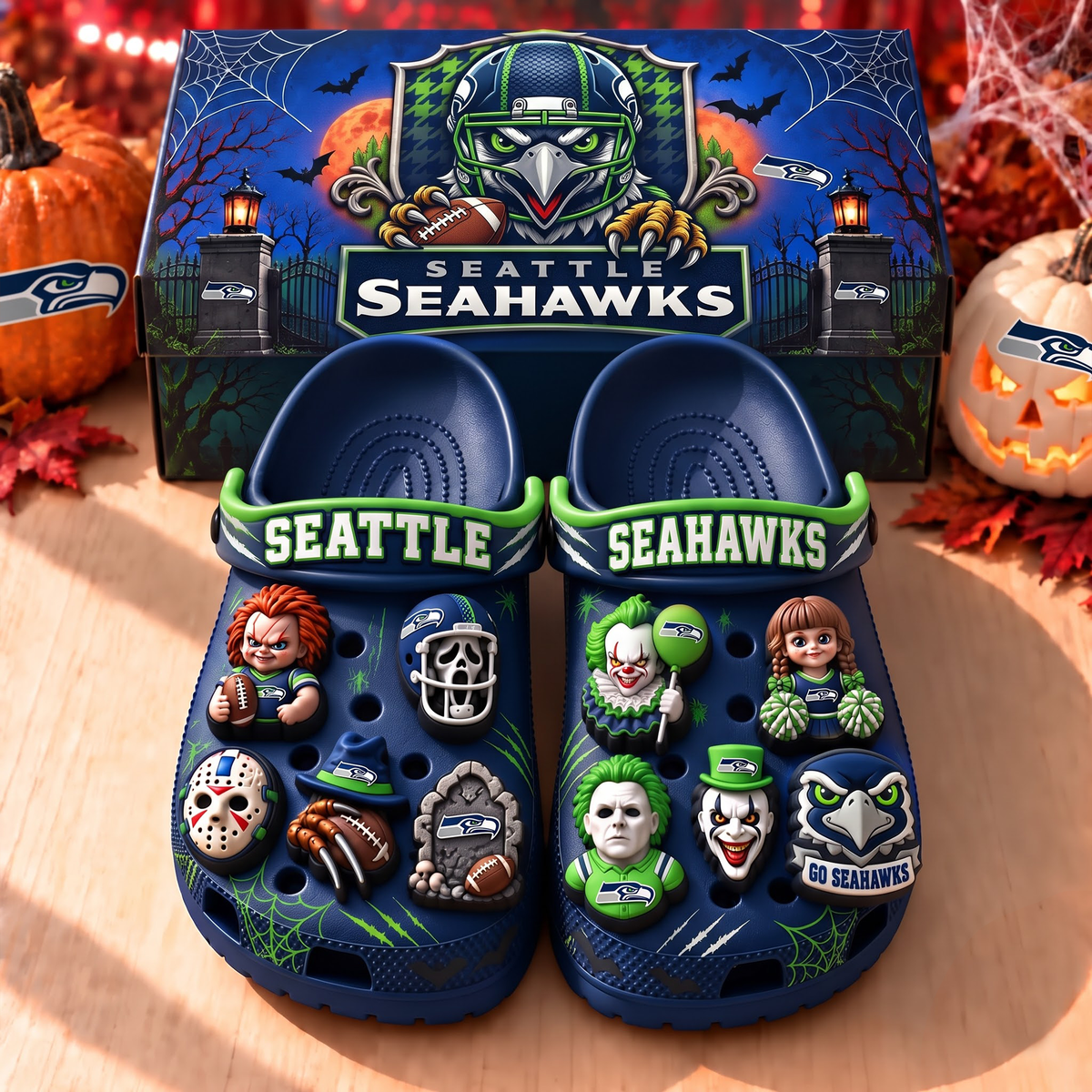 Premium NFL SEA Halloween Clogs