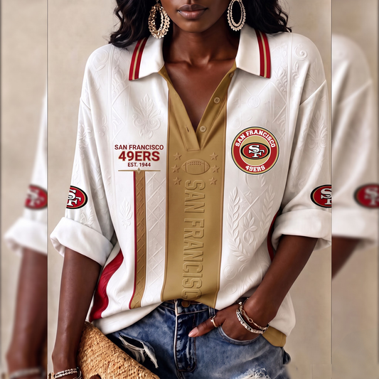 Premium NFL SF Embossed Heritage Open-collar Polo Shirt