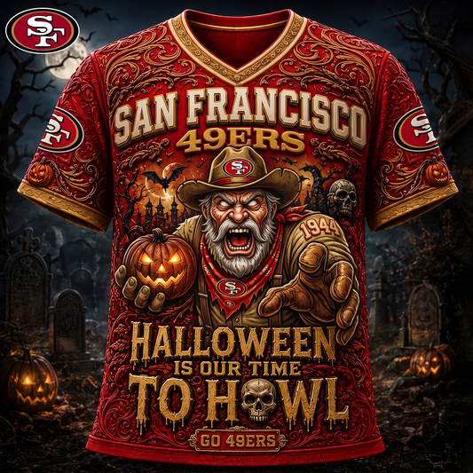 Premium NFL SF Haunted Howl Halloween Mascot T-shirt