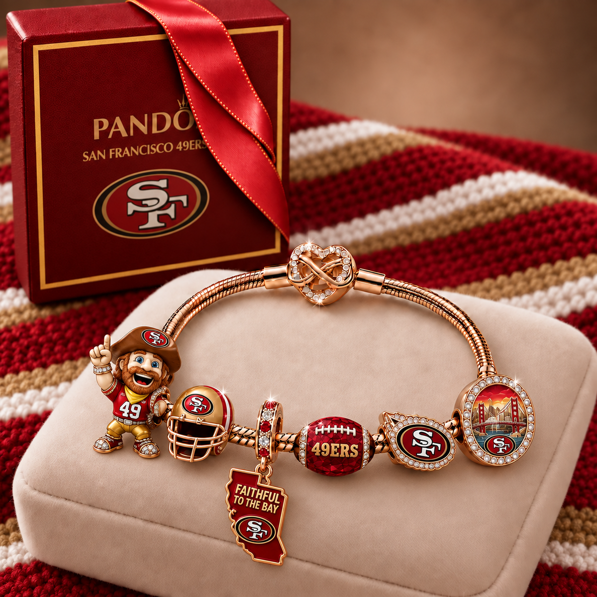 Premium NFL SF49 Collector Rose Gold Charm Bracelet V6