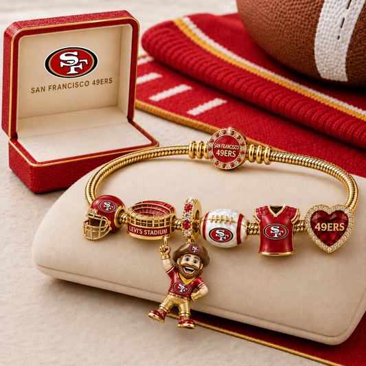 Premium NFL SF49 Gold Charm Bracelet Set