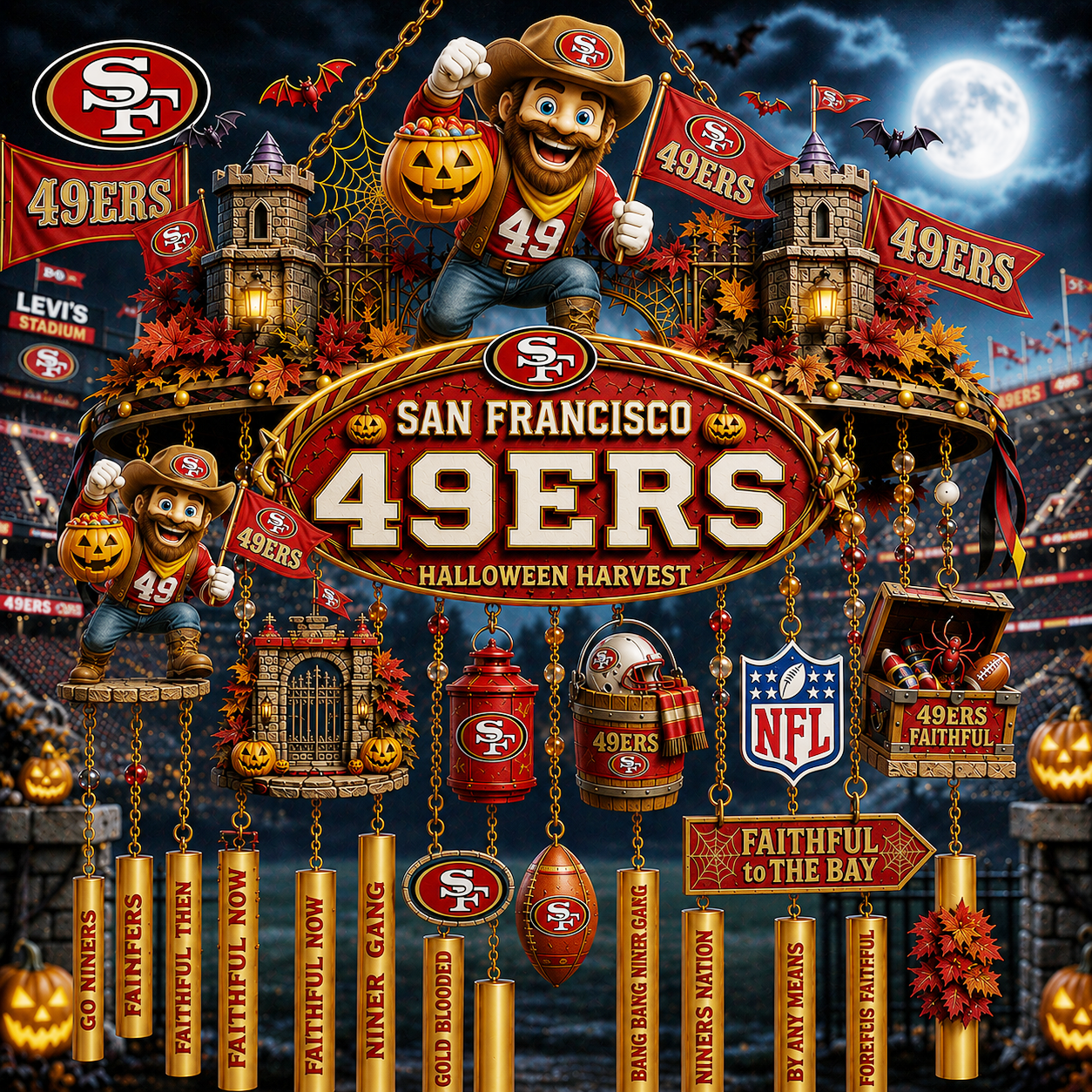 Premium NFL SF49 Halloween Wind Chime