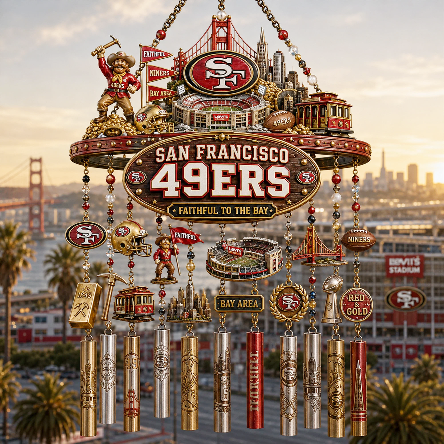 Premium NFL SF49 Heritage Wind Chime