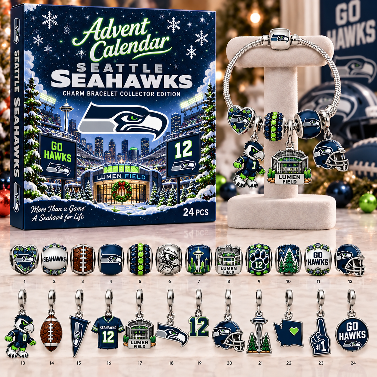 Premium NFL SS Advent Calendar Charm Bracelet Set V5
