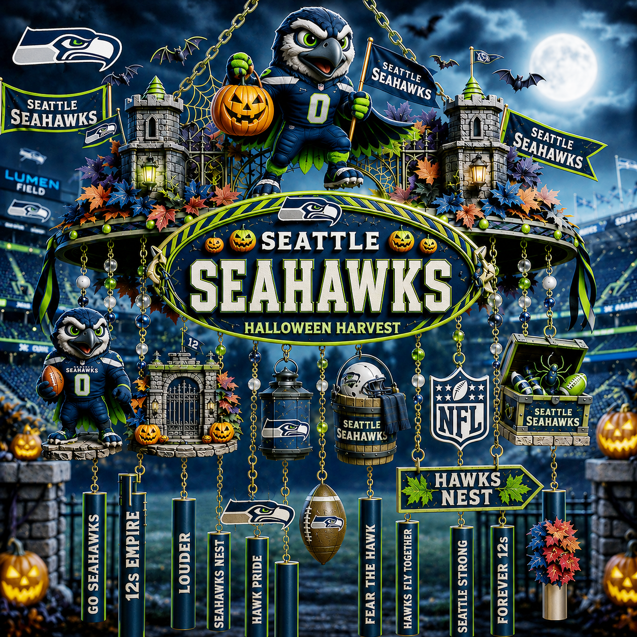 Premium NFL SS Halloween Wind Chime