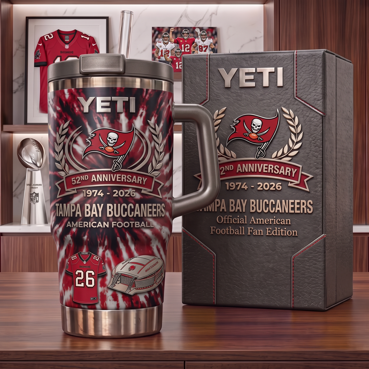 Premium NFL TB Anniversary Flame Heritage Handle Tumbler