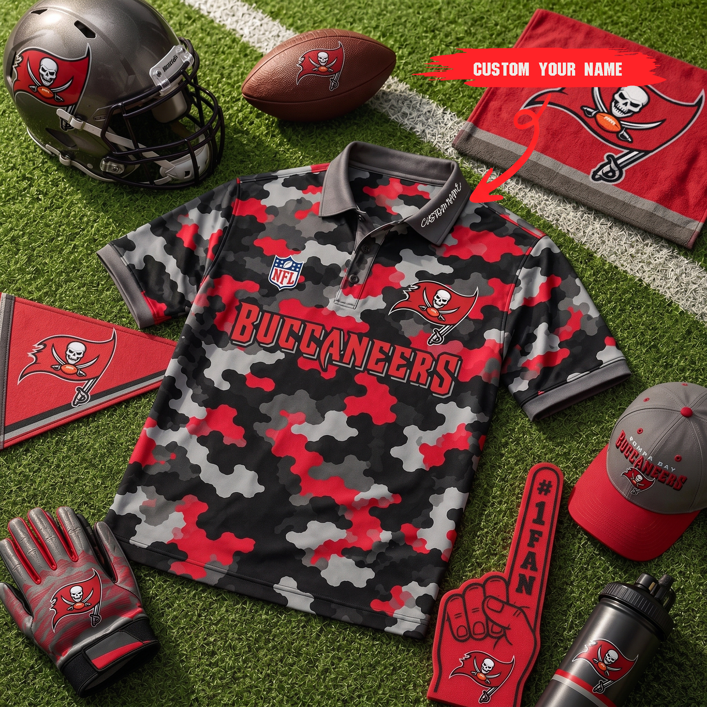 Premium NFL TB Camo Polo Shirt