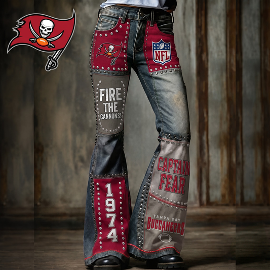 Premium NFL TB Vintage Patchwork Zipped Flared Pants