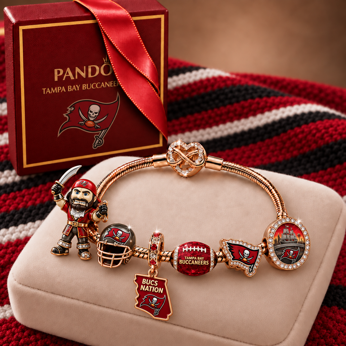 Premium NFL TBB Collector Rose Gold Charm Bracelet V6