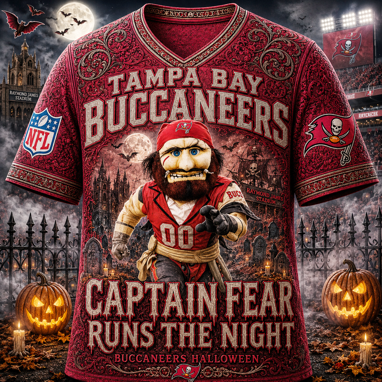 Premium NFL TBB Runs the Night Halloween Mascot T-shirt