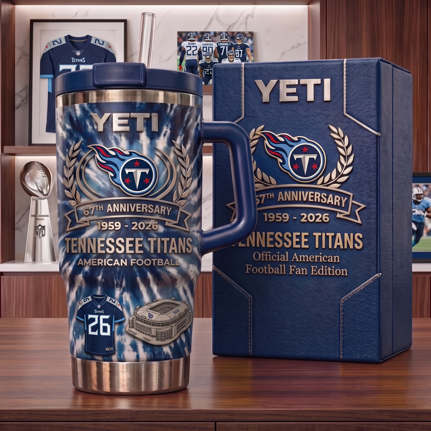 Premium NFL TEN Anniversary Flame Heritage Handle Tumbler