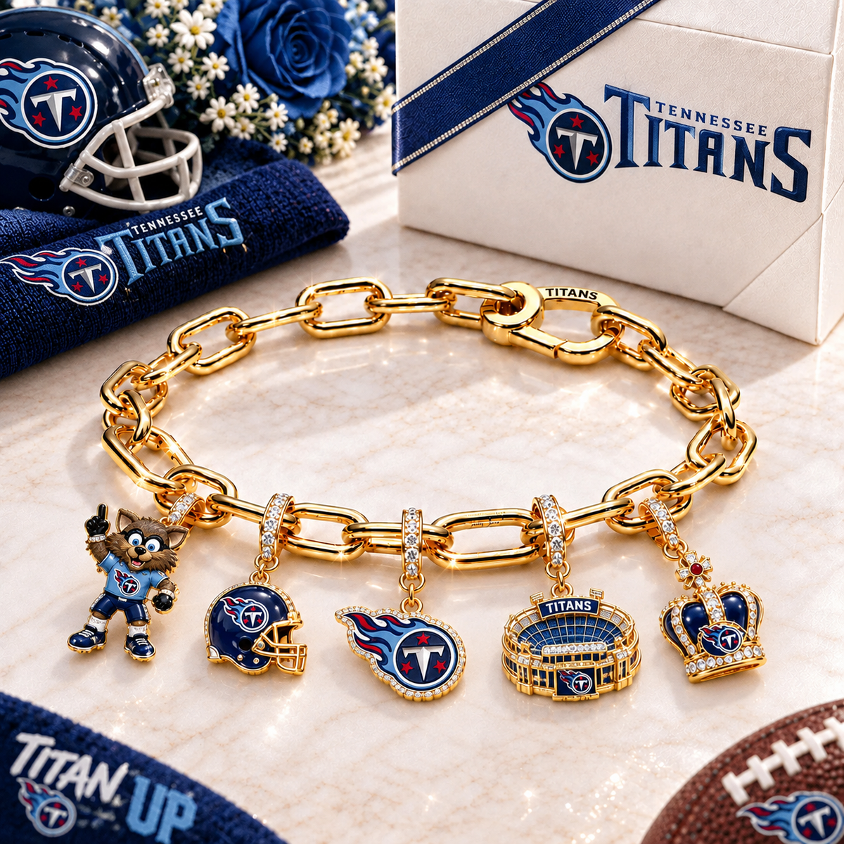 Premium NFL TT Game Day Gold Charm Bracelet V5