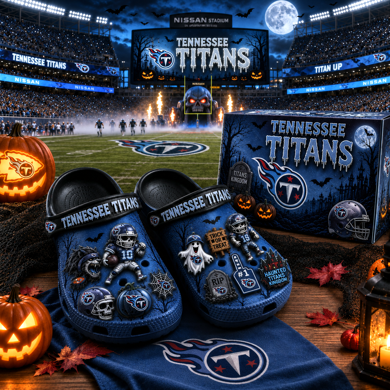Premium NFL TT Haunted Game Day Halloween Charm Clogs
