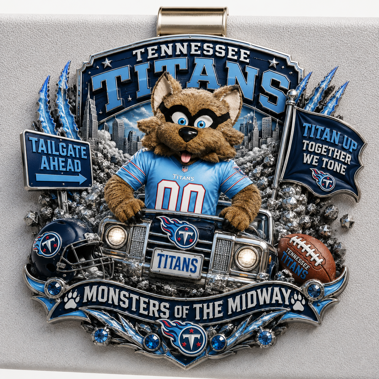 Premium NFL TT Mascot Tailgate 3D Car Visor Clip