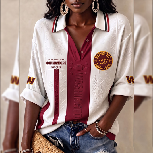 Premium NFL WAS Embossed Heritage Open-collar Polo Shirt