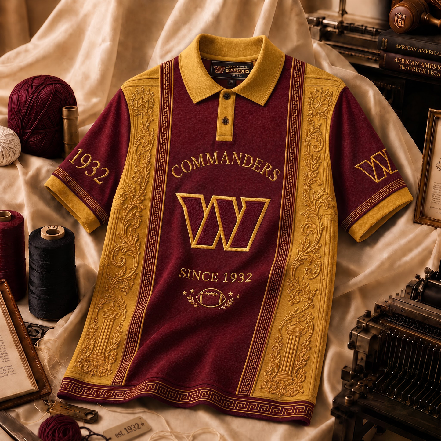 Premium NFL WAS Embroidered Vintage Heritage Polo Shirt