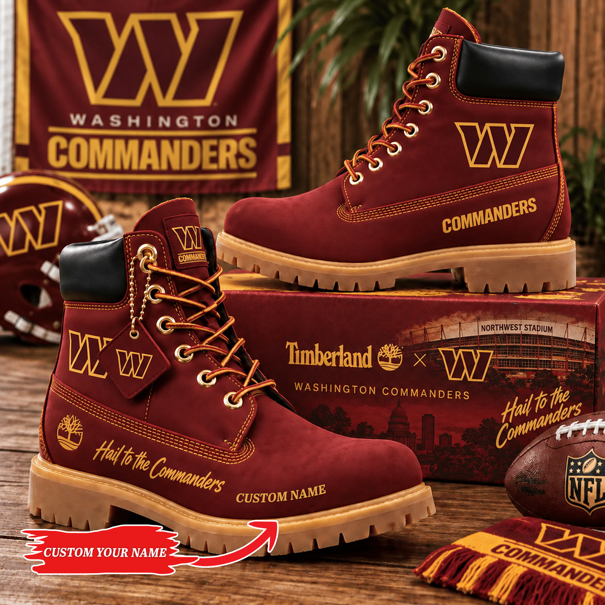 Premium NFL WAS Heritage Boots Custom Name