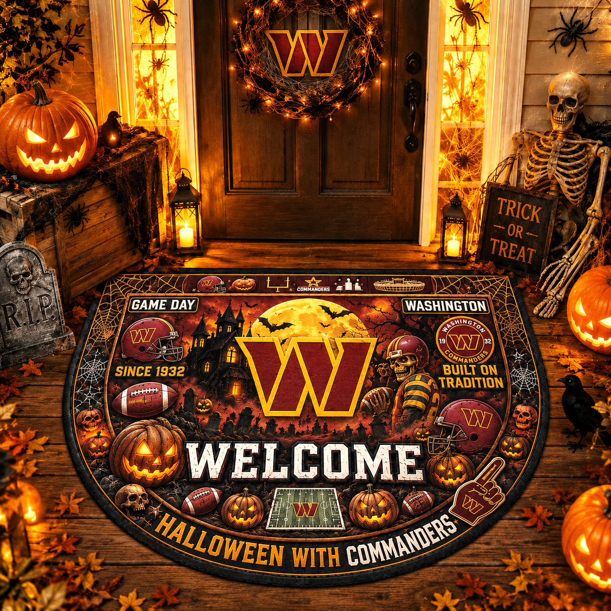 Premium NFL WC Halloween Welcome Doormat