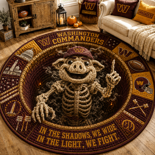 Premium NFL WC Haunted Gridiron Skeleton Quilted Round Mat
